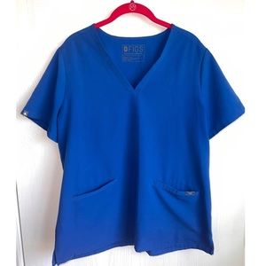 Figs Casma Three-Pocket Scrub Top - Royal Blue
